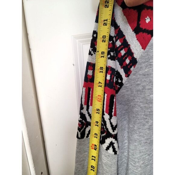 Tommy Hilfiger Women Aztec Patterned Crewneck Embroidery Sweatshirt Grey & Red S - Picture 8 of 11